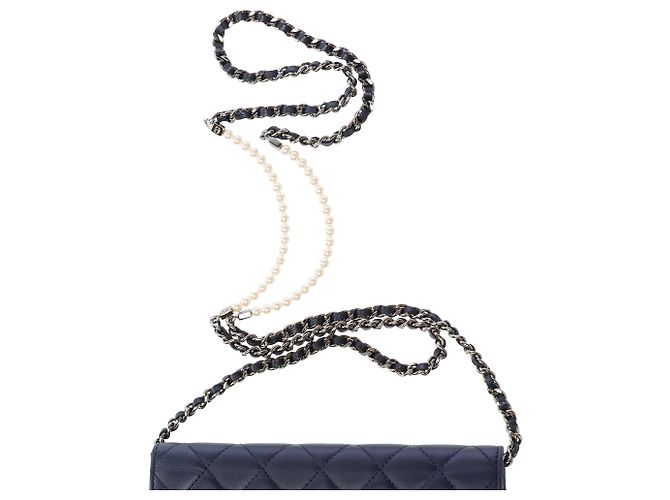 Borsa CHANEL Wallet on Chain in Pelle Blu Navy - 103856 - vista 9