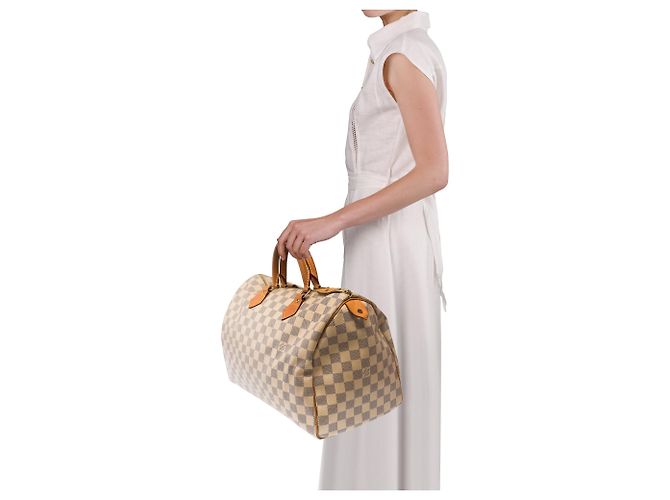 Borsa LOUIS VUITTON Speedy in Tela Bianca - 103849 Bianco - vista 12