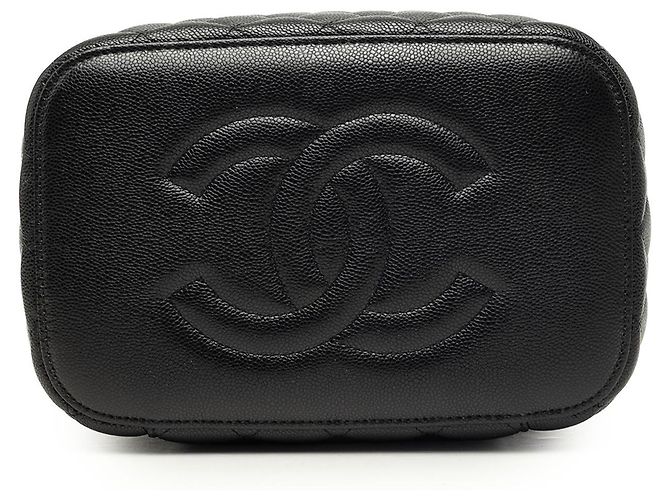 Vanity Estojo de Maquilhagem Chanel Medium CC Quilted Caviar Preto - vista 3