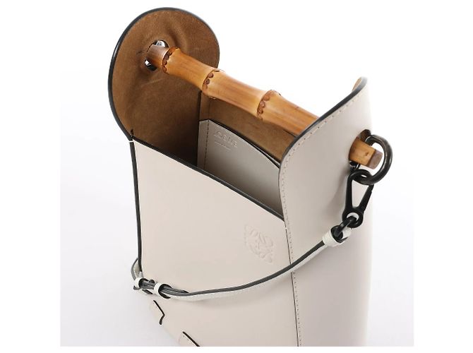 Borsa a mano 2Way in pelle LOEWE Bamboo Buckets in White Beige - vista 3