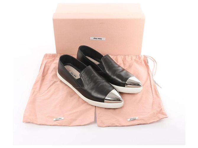 Miu Miu Leather Slip-on in Black 5S9010, Size 38.5 EU Nero - vista 11