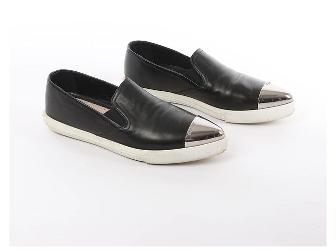 Miu Miu Leather Slip-on in Black 5S9010, Size 38.5 EU Nero - vista 2