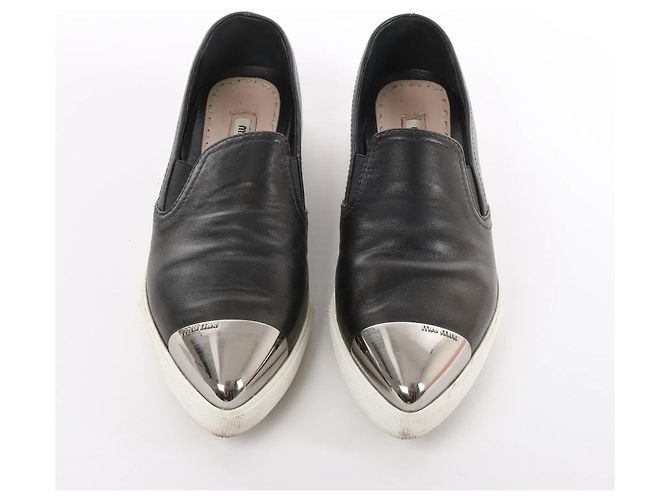 Miu Miu Leather Slip-on in Black 5S9010, Size 38.5 EU Nero - vista 4