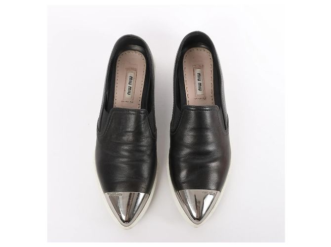 Miu Miu Leather Slip-on in Black 5S9010, Size 38.5 EU Nero - vista 5