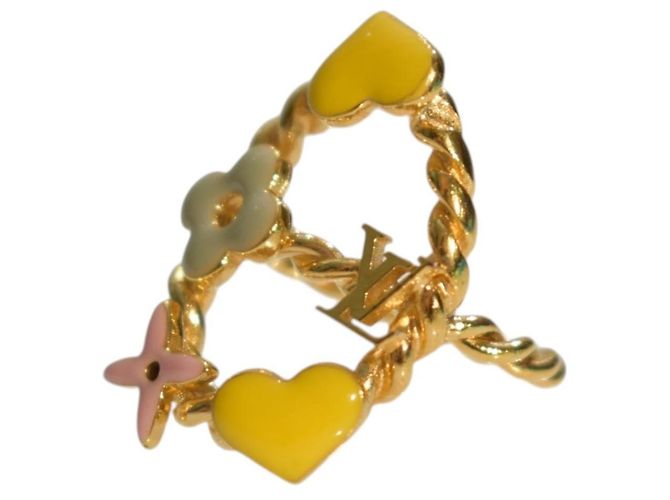 LOUIS VUITTON Sweet Monogram Pastel Enamel Gold Spiral Wrap Ring LV Flower Heart Rosa D'oro Verde Giallo - vista 5