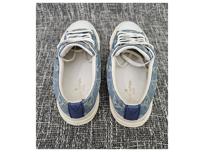 Baskets Louis Vuitton Monogram Denim Blanc Bleu - vue 10