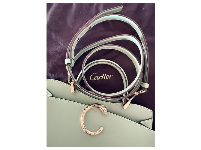 Borsa Panthère de Cartier con manico superiore in pelle verde menta - vista 3