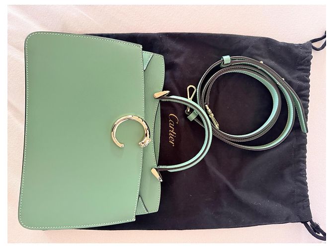 Borsa Panthère de Cartier con manico superiore in pelle verde menta - vista 8