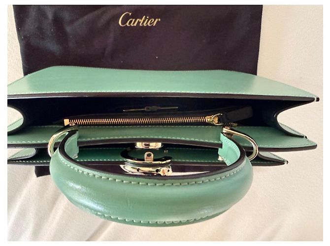 Borsa Panthère de Cartier con manico superiore in pelle verde menta - vista 9