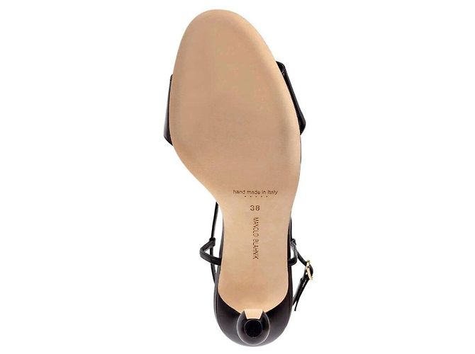 Manolo Blahnik Sandali in pelle nera dettaglio oro Nero Gold hardware - vista 3