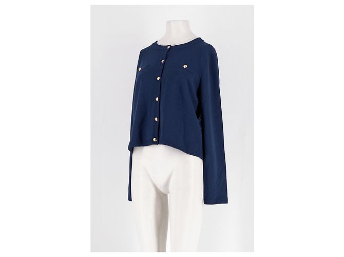 Autre Marque Wollen Gilet Marine Marineblau - Ansicht 4