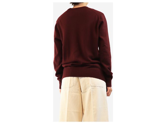 Crimson Kaschmir-V-Ausschnitt-Pullover in Burgundrot - size L Bordeaux - Ansicht 2