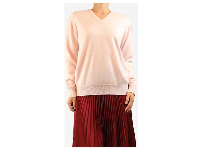 Crimson Rosa Kaschmir-Pullover mit V-Ausschnitt - Größe M Pink - Ansicht 2