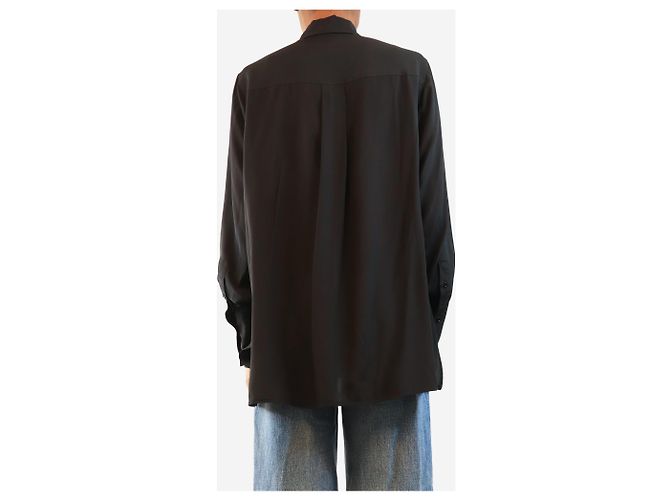 Victoria Beckham Camisa preta com painel contrastante - size UK 6 Preto - vista 2