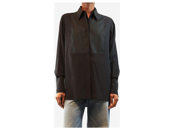 Victoria Beckham Camisa preta com painel contrastante - size UK 6 Preto - vista 3