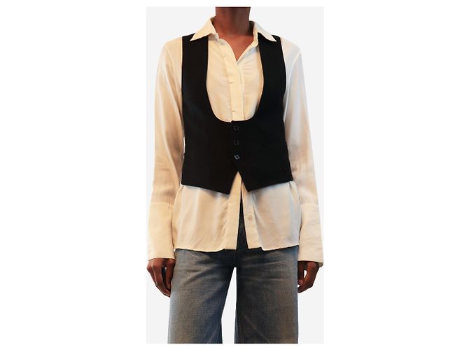 Céline Chaleco de cachemira negro - size UK 6 - vista 3