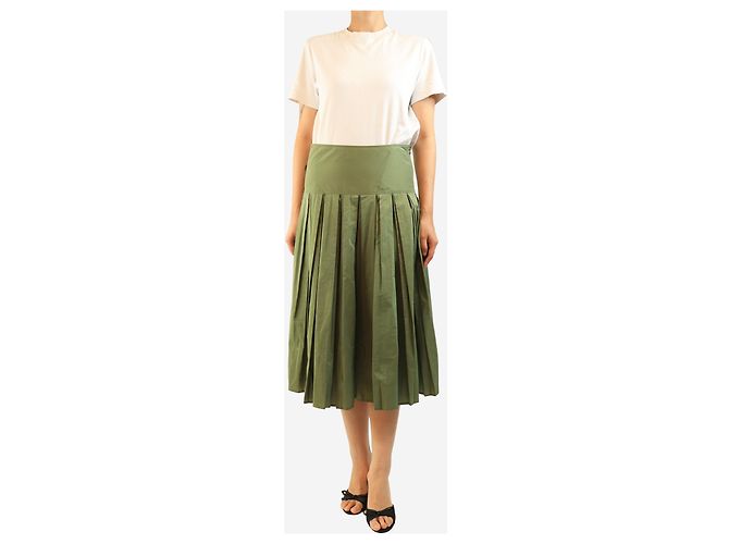 Colombo Falda midi plisada de mezcla de seda verde - size UK 10 - vista 2