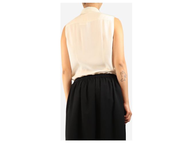 Theory Ärmellose Seidenbluse in Creme - Größe M Roh - Ansicht 2