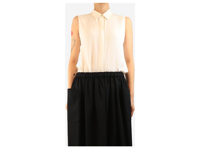 Theory Ärmellose Seidenbluse in Creme - Größe M Roh - Ansicht 3