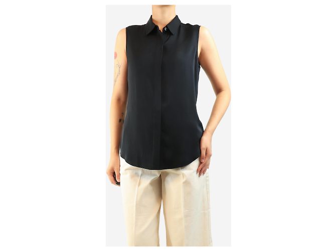 Theory Blusa de seda negra sin mangas - talla M Negro - vista 3