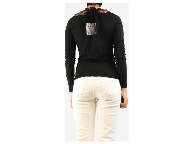 Red Valentino Schwarzer Pullover mit Spitzenbesatz - size S - Ansicht 2