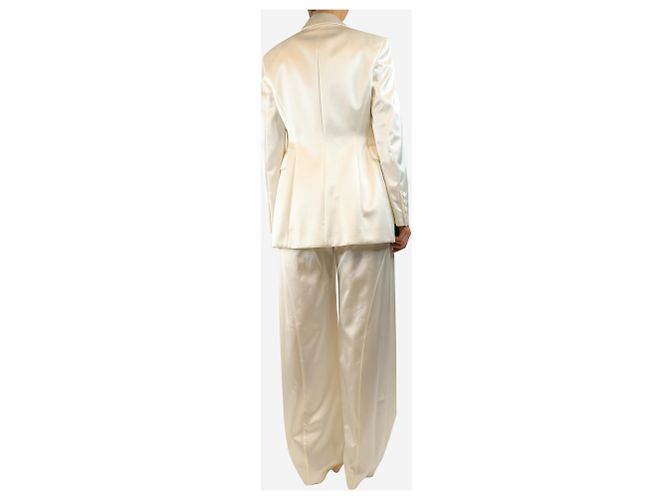 Ermanno Scervino Conjunto de traje de dos piezas en satén crema - size UK 10 Crudo - vista 2
