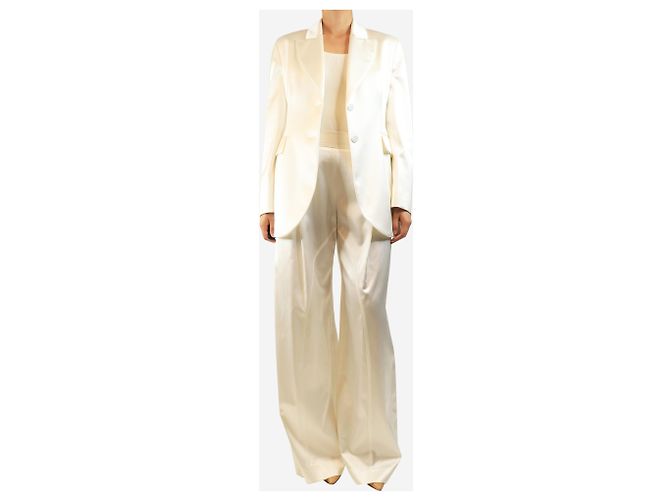Ermanno Scervino Conjunto de traje de dos piezas en satén crema - size UK 10 Crudo - vista 4