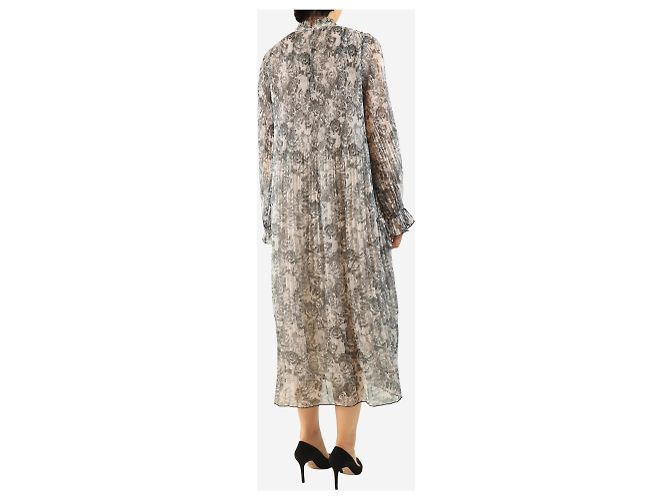 Ganni Vestido plisado estampado gris - size UK 12 - vista 2