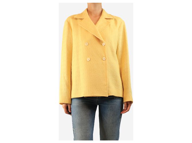 Autre Marque Chaqueta cruzada de tweed amarillo - size UK 12 - vista 3