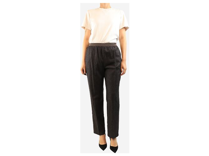 Agnona Pantalones de lana elásticos marrón oscuro - size UK 10 Castaño - vista 2