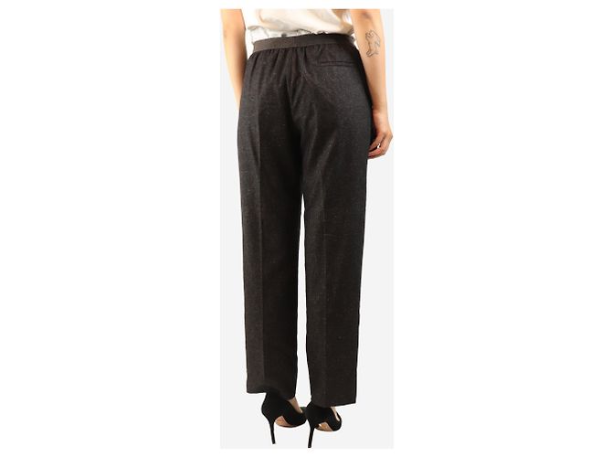 Agnona Pantalones de lana elásticos marrón oscuro - size UK 10 Castaño - vista 3