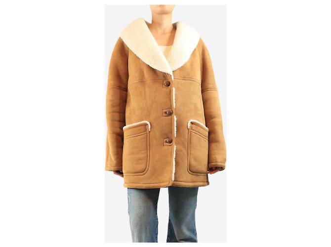 Autre Marque Brauner Shearling-Mantel - size M - Ansicht 3