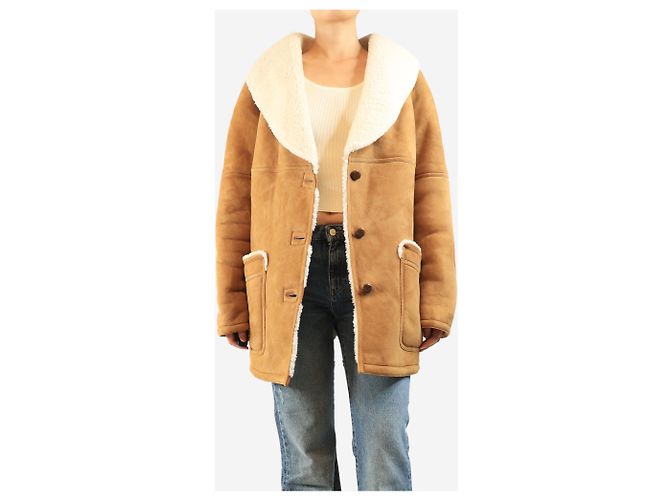 Autre Marque Brauner Shearling-Mantel - size M - Ansicht 4