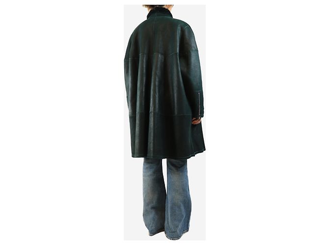 Isabel Marant Cappotto reversibile in shearling Abazoe verde scuro - size UK 10 - vista 2