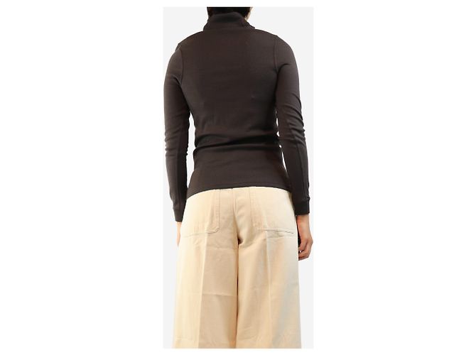 Hermès Brauner Strickpullover mit Quarter-Zip - size L Grau - Ansicht 2