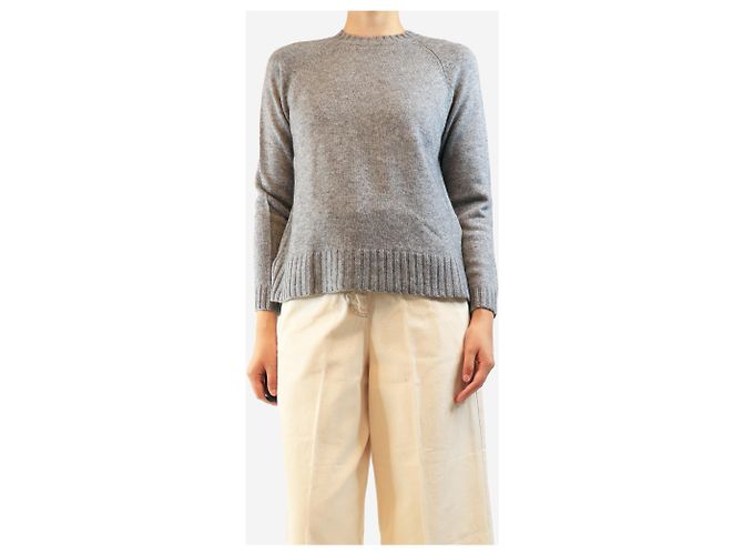 Autre Marque Grauer Merino-Kaschmir-Pullover - Größe S - Ansicht 3