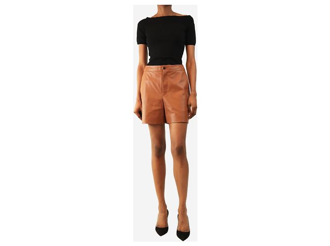 Ralph Lauren Shorts de couro tan - size UK 4 Marrom - vista 2