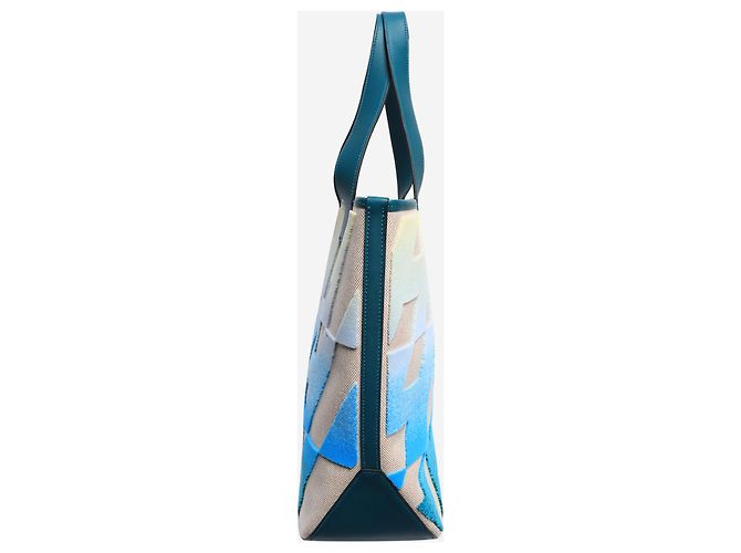 Hermès Borsa tote 2021 Cabas H en Biais 40 Neutral and teal - vista 2