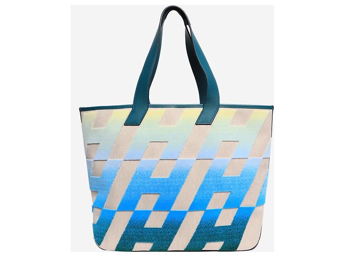 Hermès Borsa tote 2021 Cabas H en Biais 40 Neutral and teal - vista 3