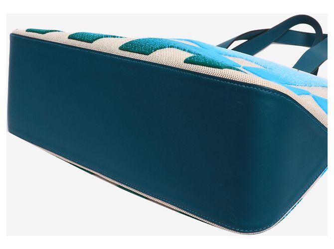 Hermès Borsa tote 2021 Cabas H en Biais 40 Neutral and teal - vista 4