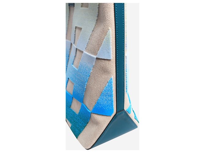 Hermès Borsa tote 2021 Cabas H en Biais 40 Neutral and teal - vista 7
