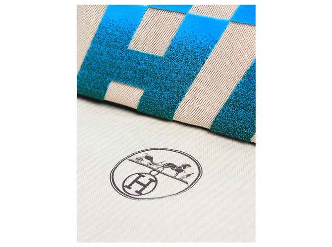 Hermès Borsa tote 2021 Cabas H en Biais 40 Neutral and teal - vista 9