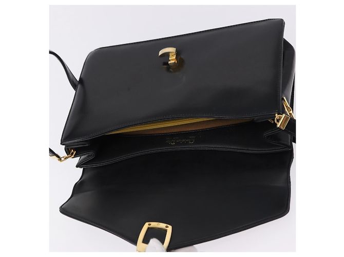 Christian Dior Shoulder Bag Leather Black Gold Tone - vista 10