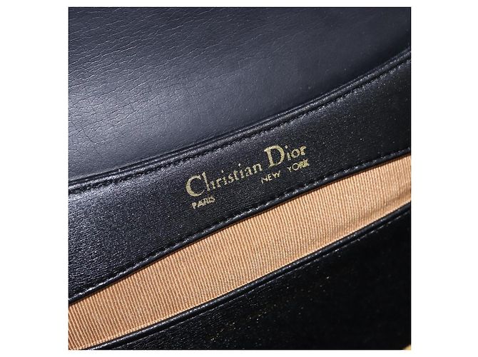 Christian Dior Shoulder Bag Leather Black Gold Tone - vista 11