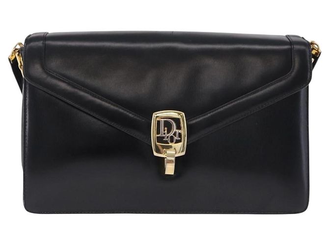 Christian Dior Shoulder Bag Leather Black Gold Tone - vista 13