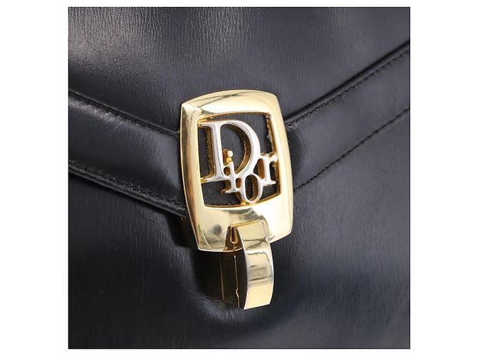 Christian Dior Shoulder Bag Leather Black Gold Tone - vista 17