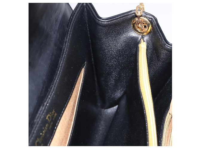 Christian Dior Shoulder Bag Leather Black Gold Tone - vista 18