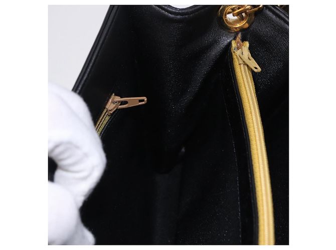 Christian Dior Shoulder Bag Leather Black Gold Tone - vista 22