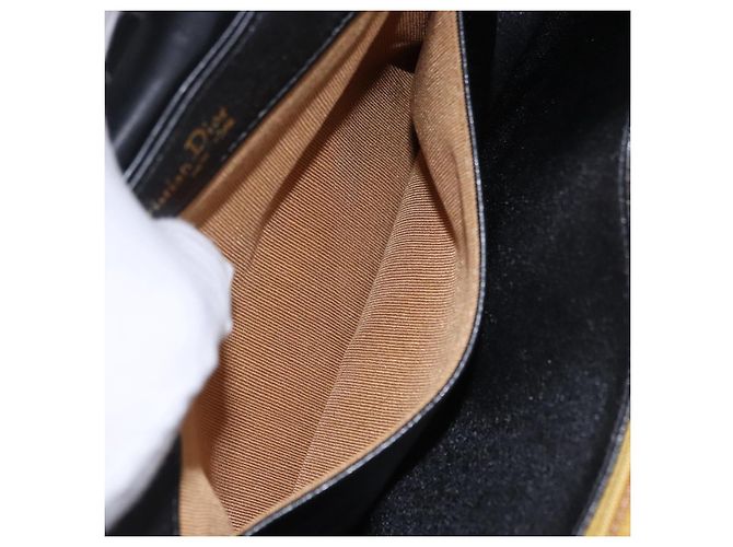 Christian Dior Shoulder Bag Leather Black Gold Tone - vista 27