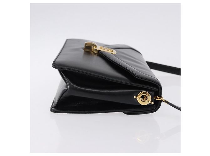 Christian Dior Shoulder Bag Leather Black Gold Tone - vista 3
